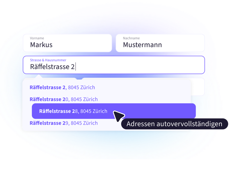Adressen vervollständigen und überprüfen